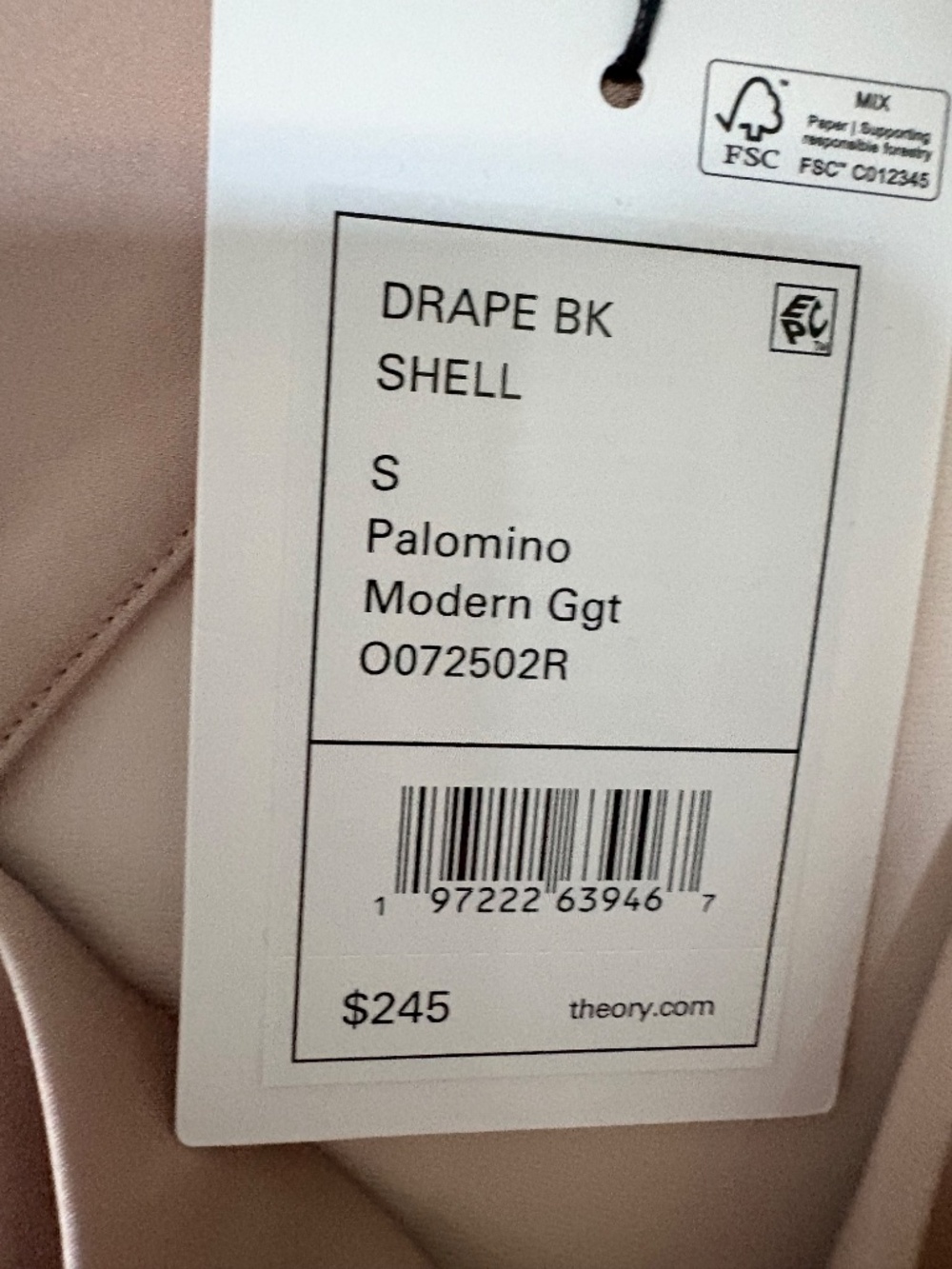 NWT Theory Drape Back Shell Palomino Modern - Picture 2 of 5